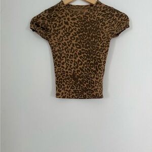 BDG Brown Leopard Print Short Sleeve Top
